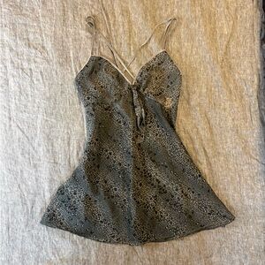 Vintage Sheer Leopard Print Strappy Babydoll Mini Dress
